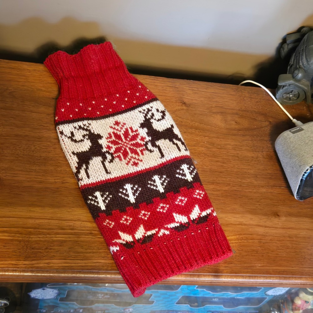 Frisco Fair Isle Moose Dog Sweater Red White XS Holiday Knit‎ 358257